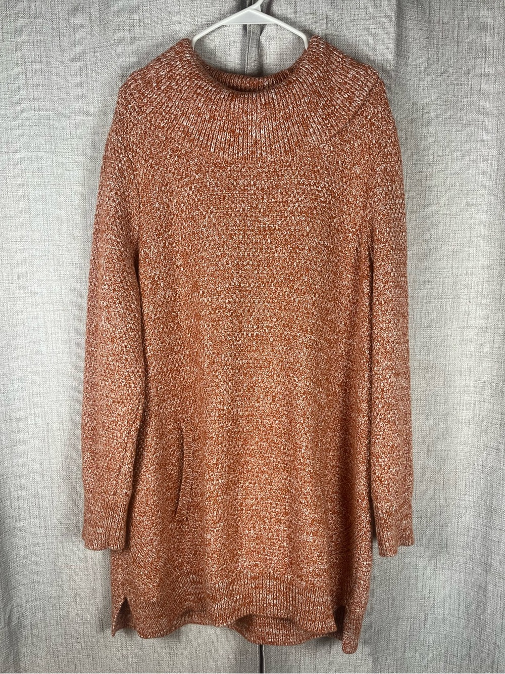 DULUTH TRADING CO Marled Orange Cowl Neck Tunic Sweater Size XXL Women's EUC